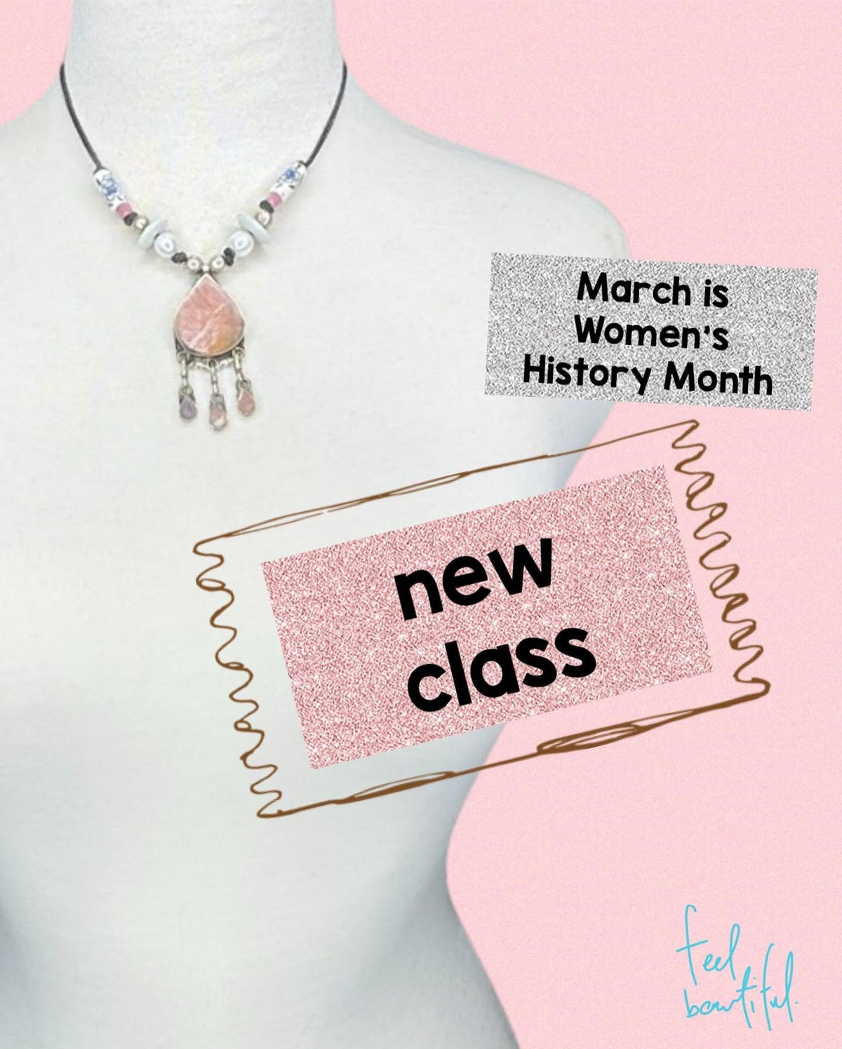 TICKETS: Artist Talk/create jewels together pink opal, pearl, and African silver necklace/bracelet