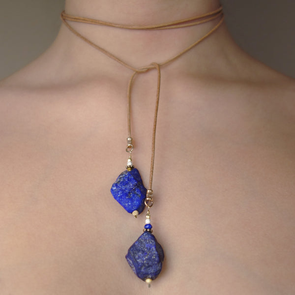 Lapis Lazuli Iconic Mosaic Wrap Bracelet and/or Necklace | Unique Handmade Jewlery | Sophia Forero
