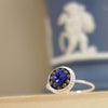 delicate mosaic ring: lapis and pyrite in silver
