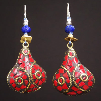 And Yet She Persisted: coral, lapis, gold + silver earrings