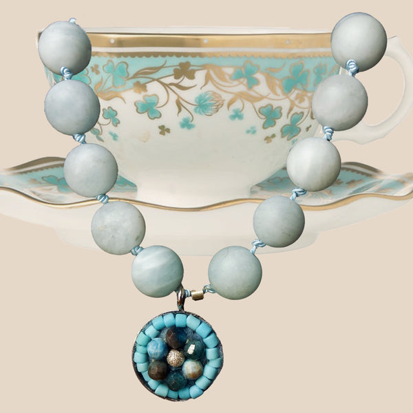 Lapis Lazuli Iconic Mosaic Wrap Bracelet and/or Necklace | Unique Handmade Jewlery | Sophia Forero