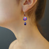Land that I Love: blue sapphire, garnet earrings