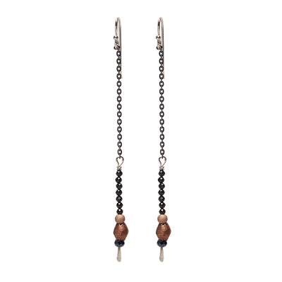 Black Sapphire and Copper Dangle Earring