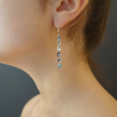 Silk Road Allure: aquamarine, kyanite, and silk earrings