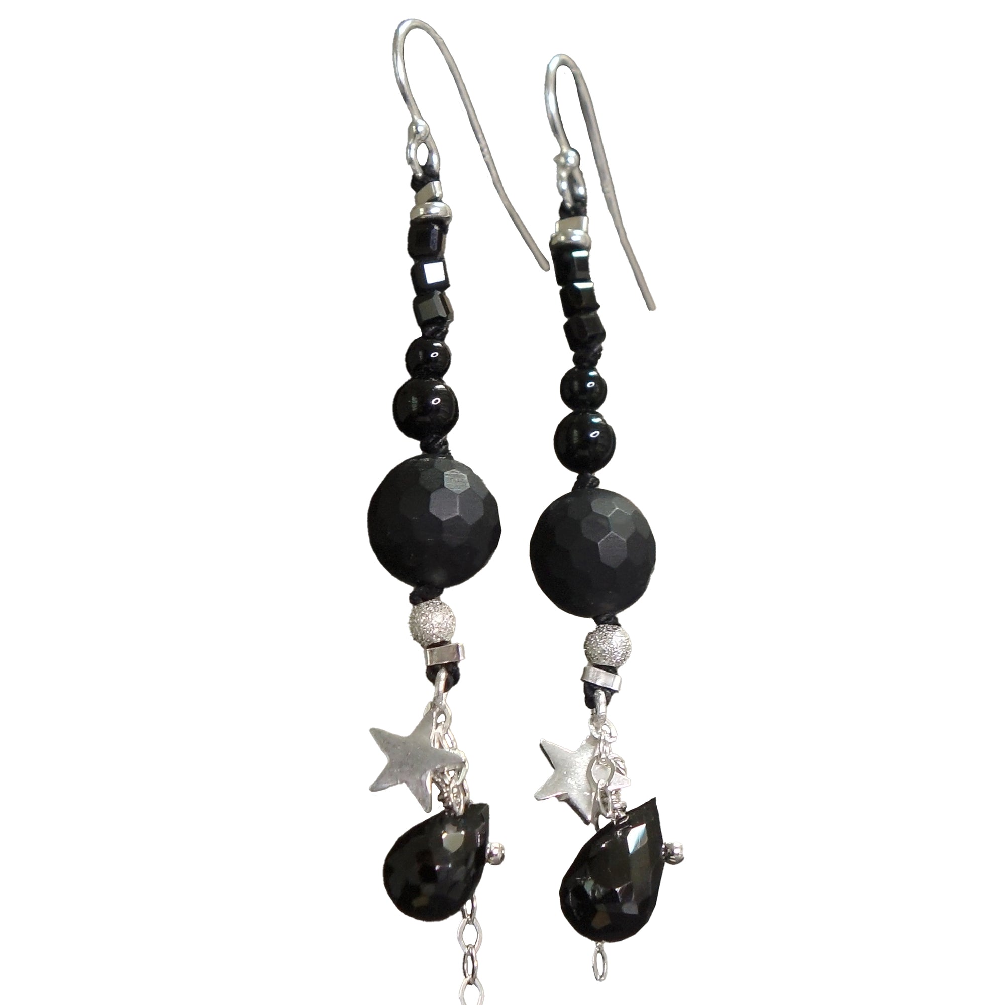 Stars in Our Eyes onyx/silver earrings