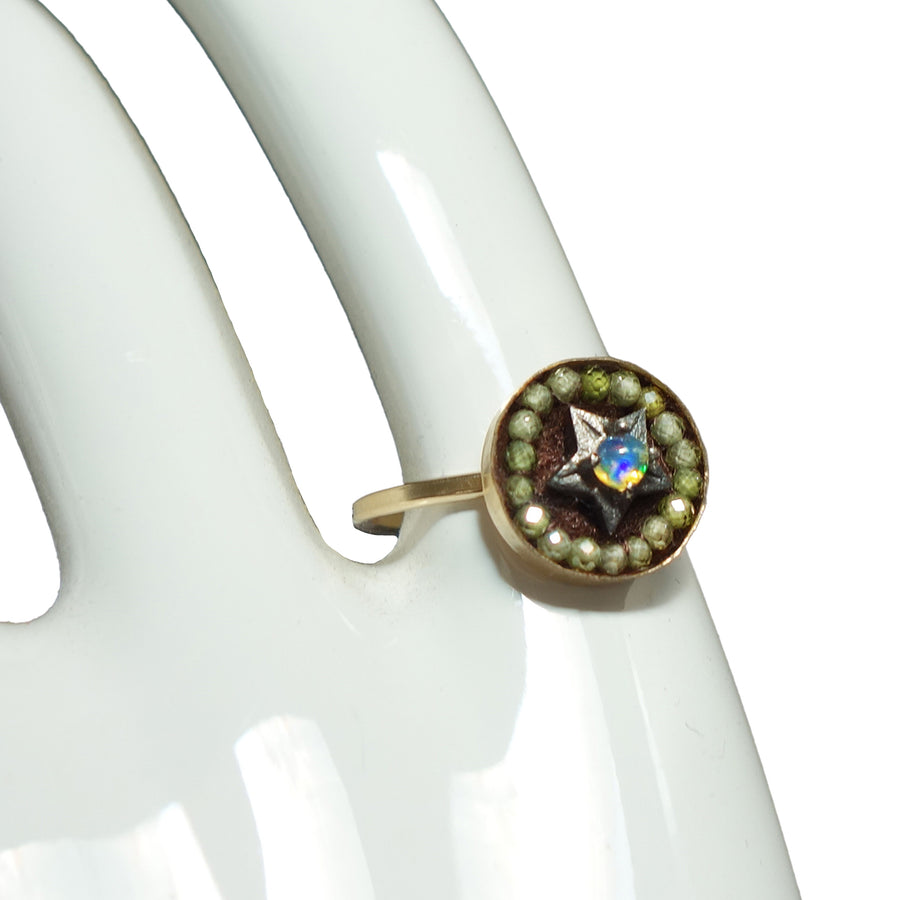Rainbow Opal Star mosaic ring