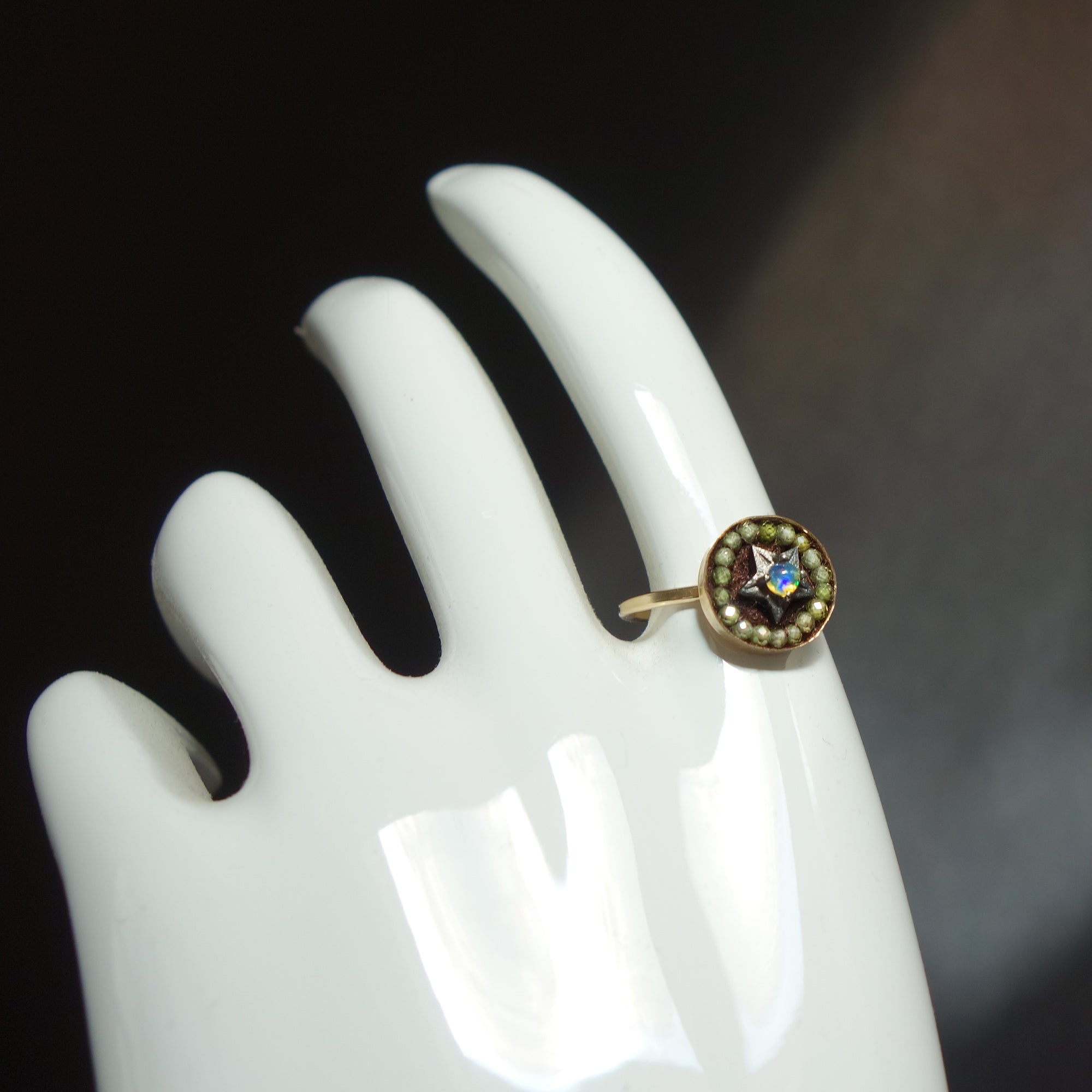 Rainbow Opal Star mosaic ring