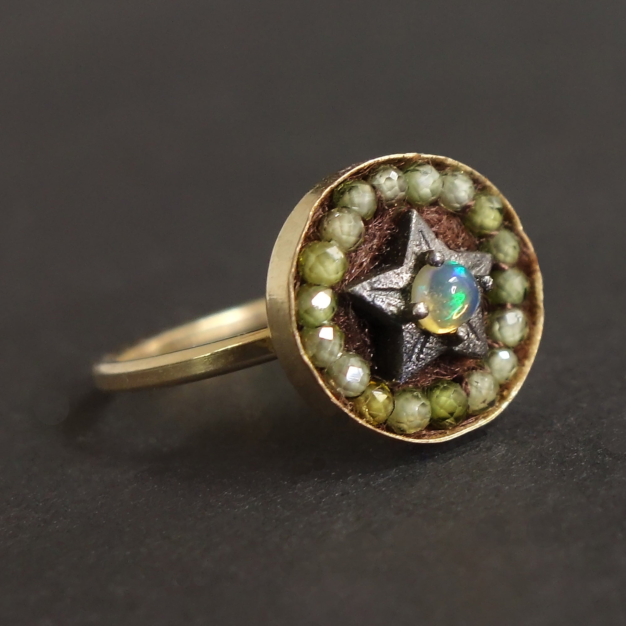 Rainbow Opal Star mosaic ring
