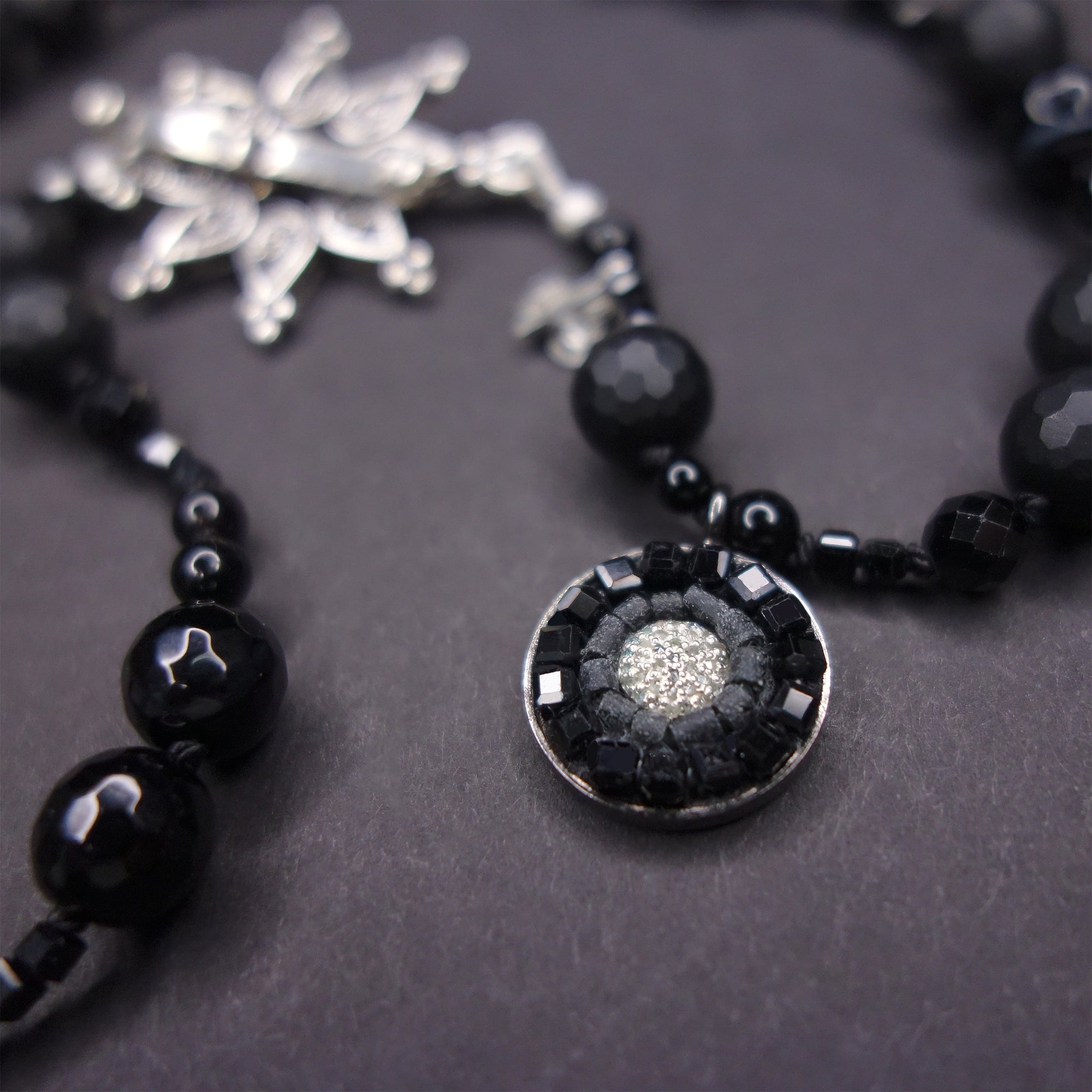 Stars in Our Eyes diamond and onyx mosaic necklace