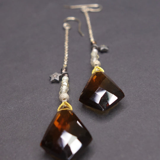Honey Star Child: cognac citrine + diamond earrings