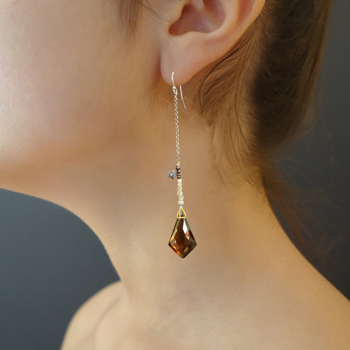Honey Star Child: cognac citrine + diamond earrings