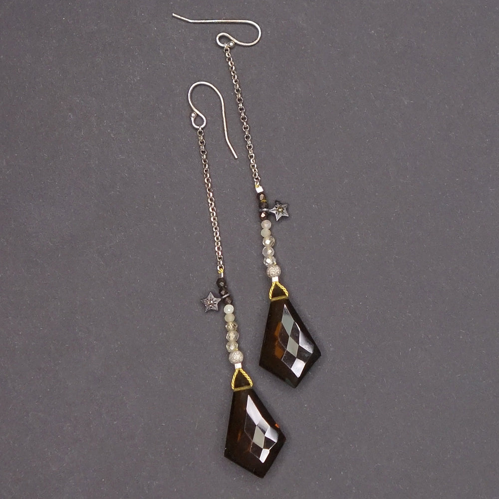 Honey Star Child: cognac citrine + diamond earrings