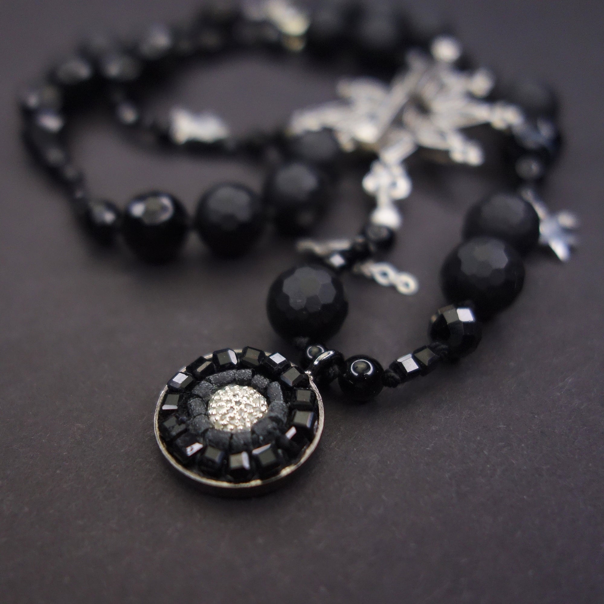 Stars in Our Eyes diamond and onyx mosaic necklace