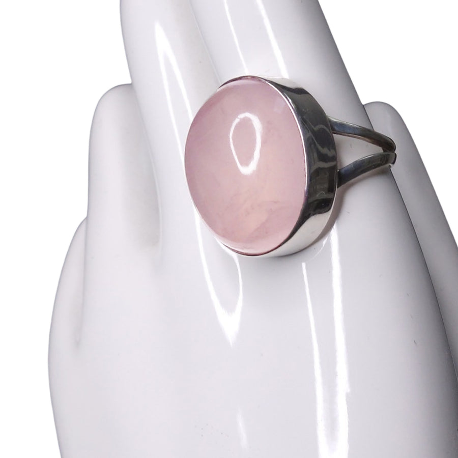 America's Moving Speech: rose quartz and silver ring