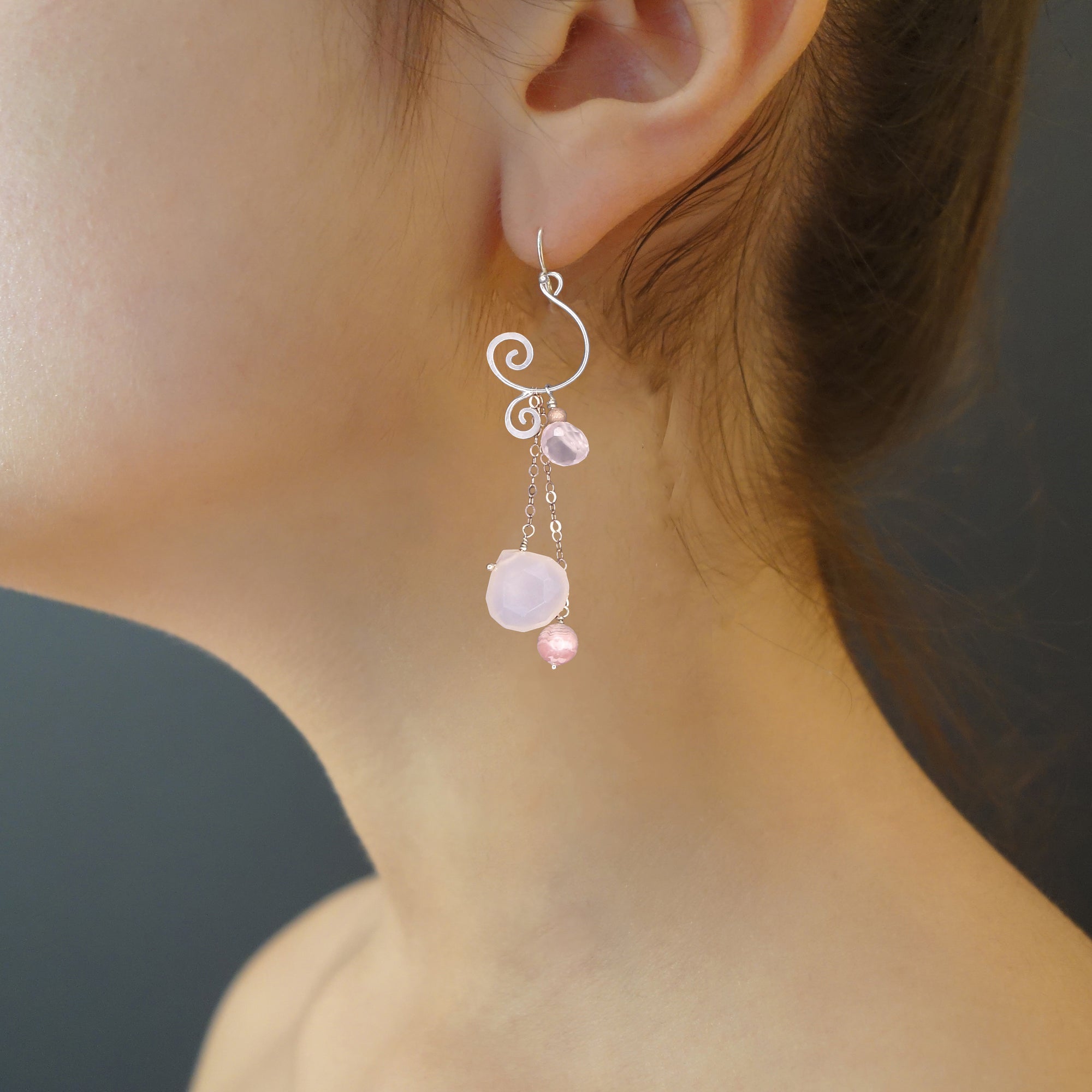 Pink, Powerful, Feminine, Fierce: rose quartz + rhodochrosite earrings