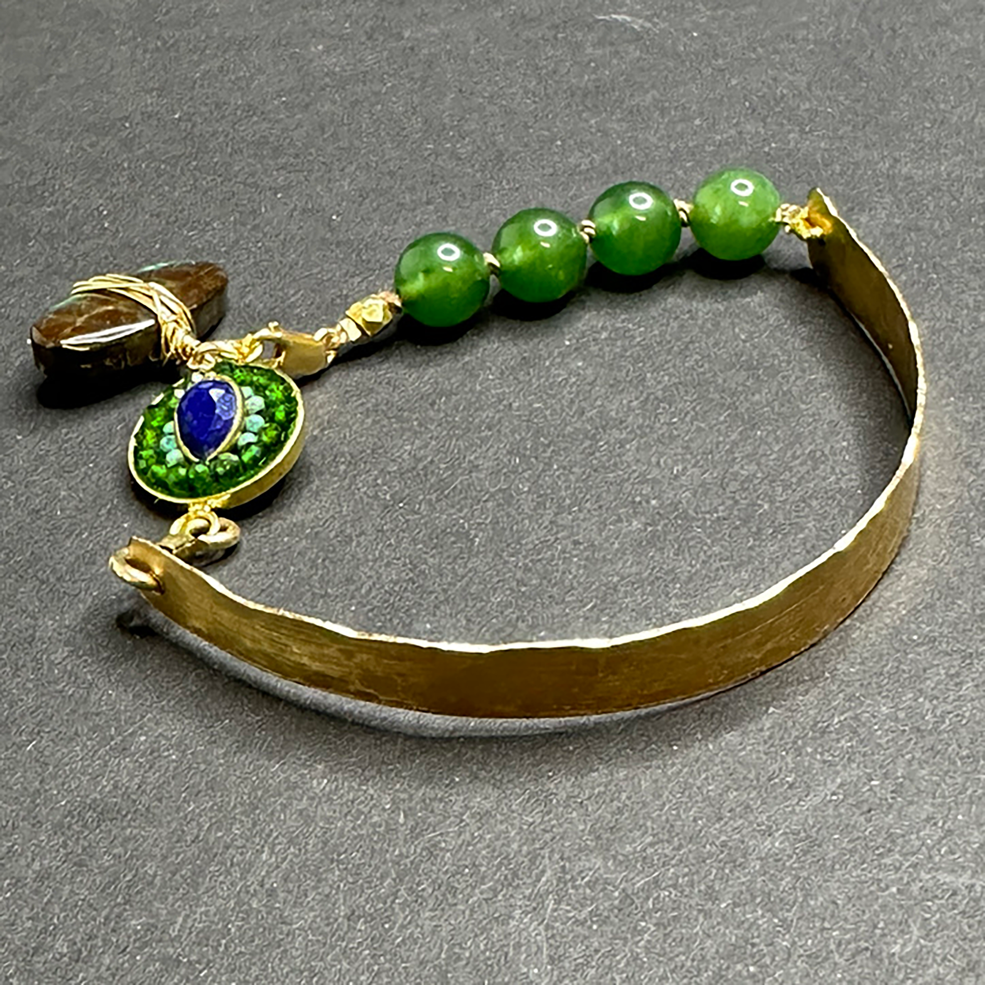 Bangle Me Beautiful (hand hammered gold and chrome diopside)