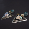 Flowers on the Table: mother of pearl inlay, aquamarine mosaic earring