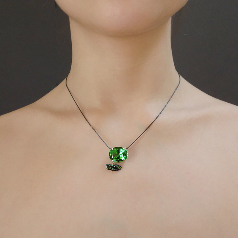 Earth Mother Goddess: green tourmaline and pearl