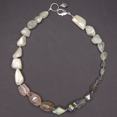 From a Single Grain of Sand: aquamarine, quartz, labradorite necklace