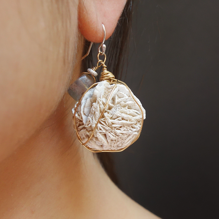 Desert Rose and vintage Ethiopian glass earrings