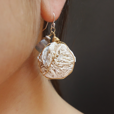 Desert Rose and vintage Ethiopian glass earrings