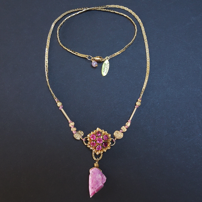 Áine’s Rose: vintage gold, faceted and raw sapphire