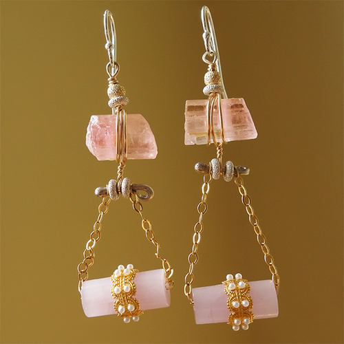 Blush Power: kunzite and gold earrings