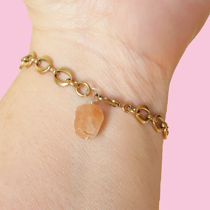 Helia: Raw Tourmaline, Sunstone, Aquamarine bracelet