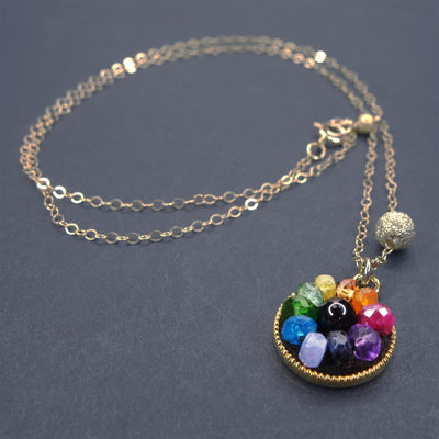 The Light from Within: rainbow gem mosaic necklace