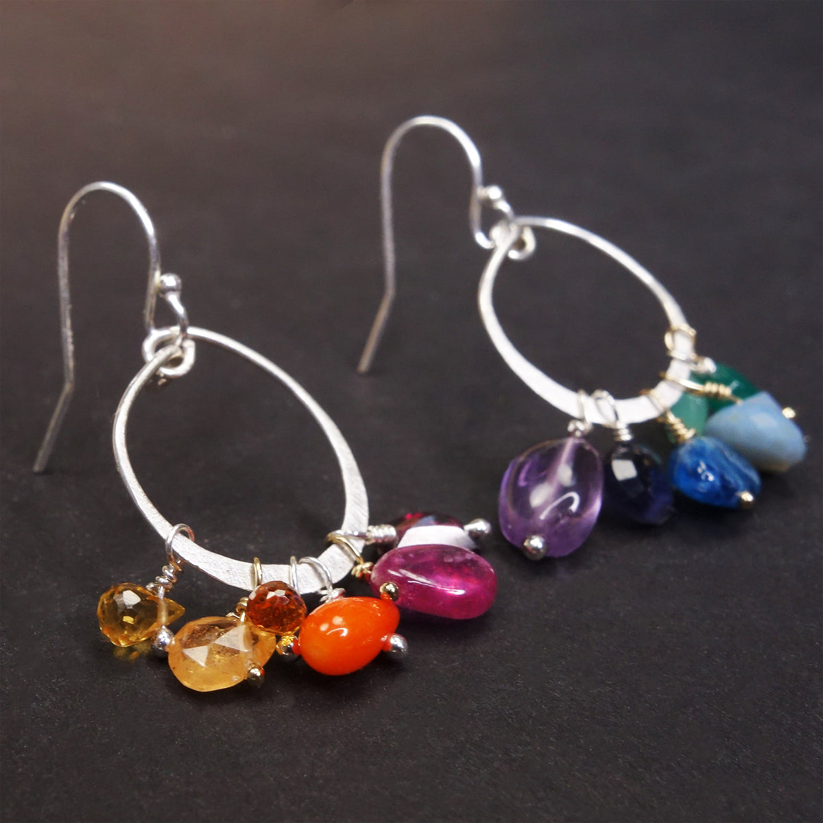 SHOUT out, my beloved: rainbow gem silver earrings - Sophia Forero