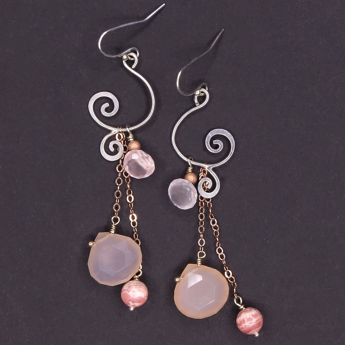Pink, Powerful, Feminine, Fierce: rose quartz + rhodochrosite earrings