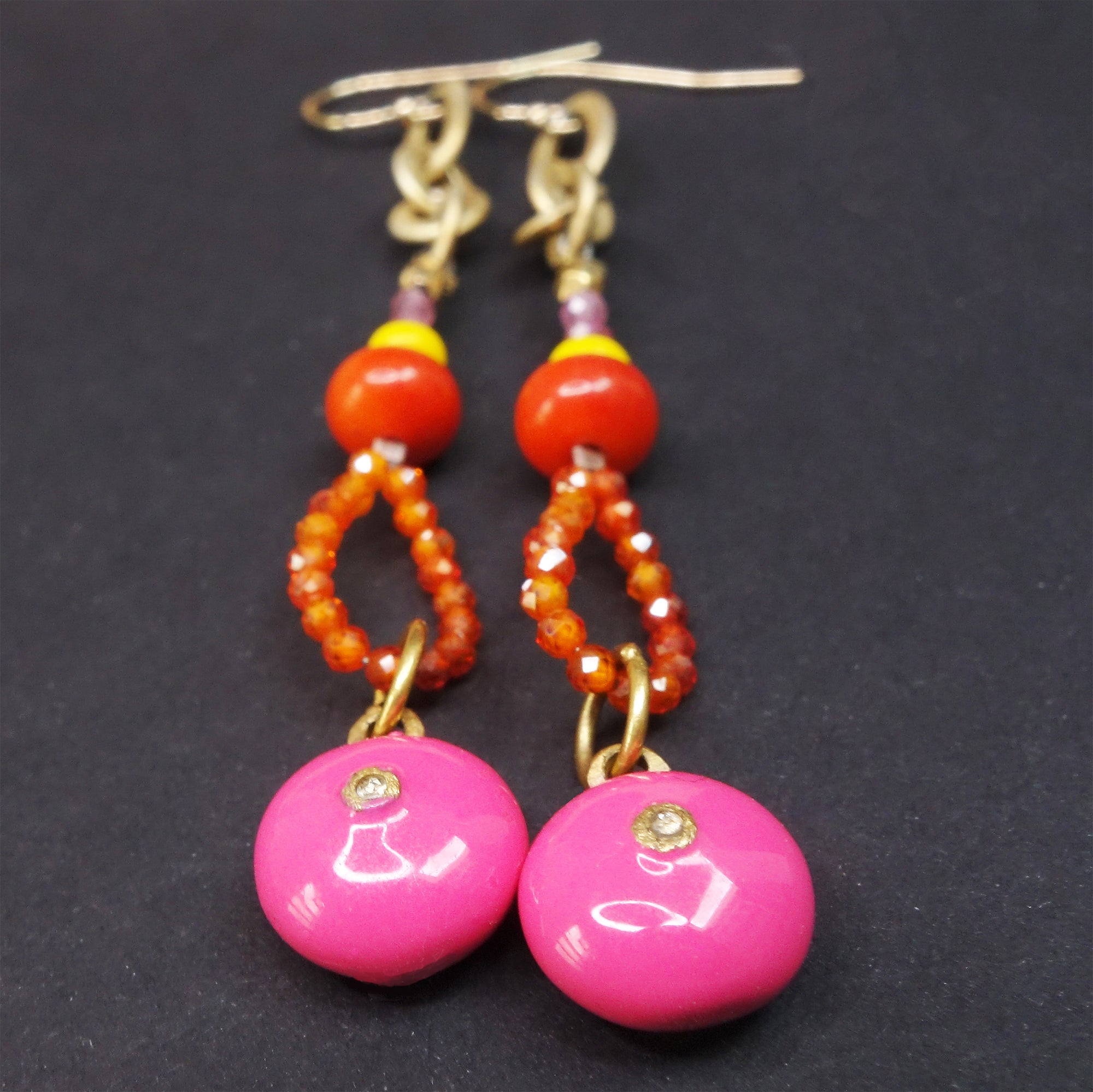 She Embraced Her Rose Colored Glasses: diamond, carnelian, pink sapphire