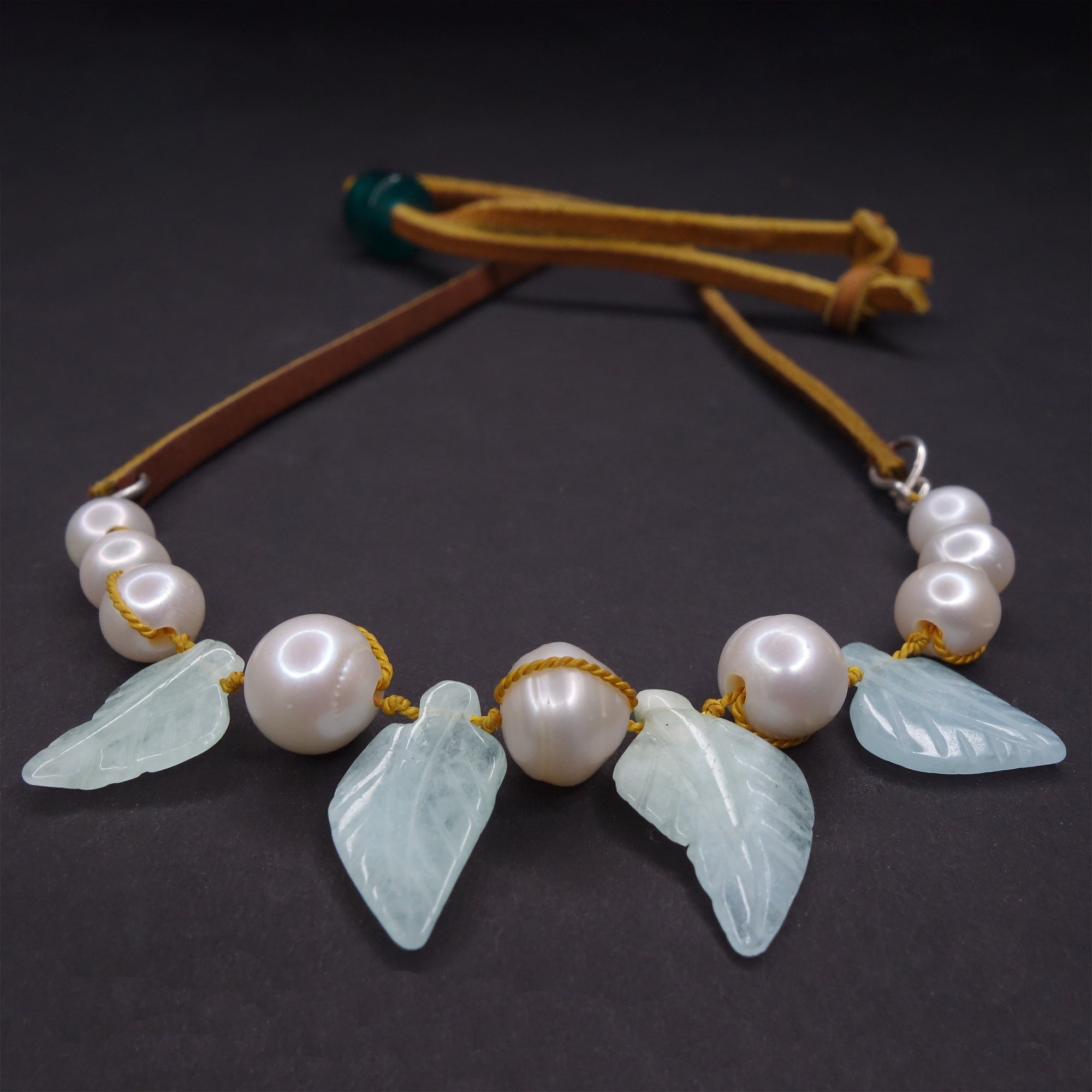 Siren's Song: aquamarine + pearl necklace, bracelet, headband