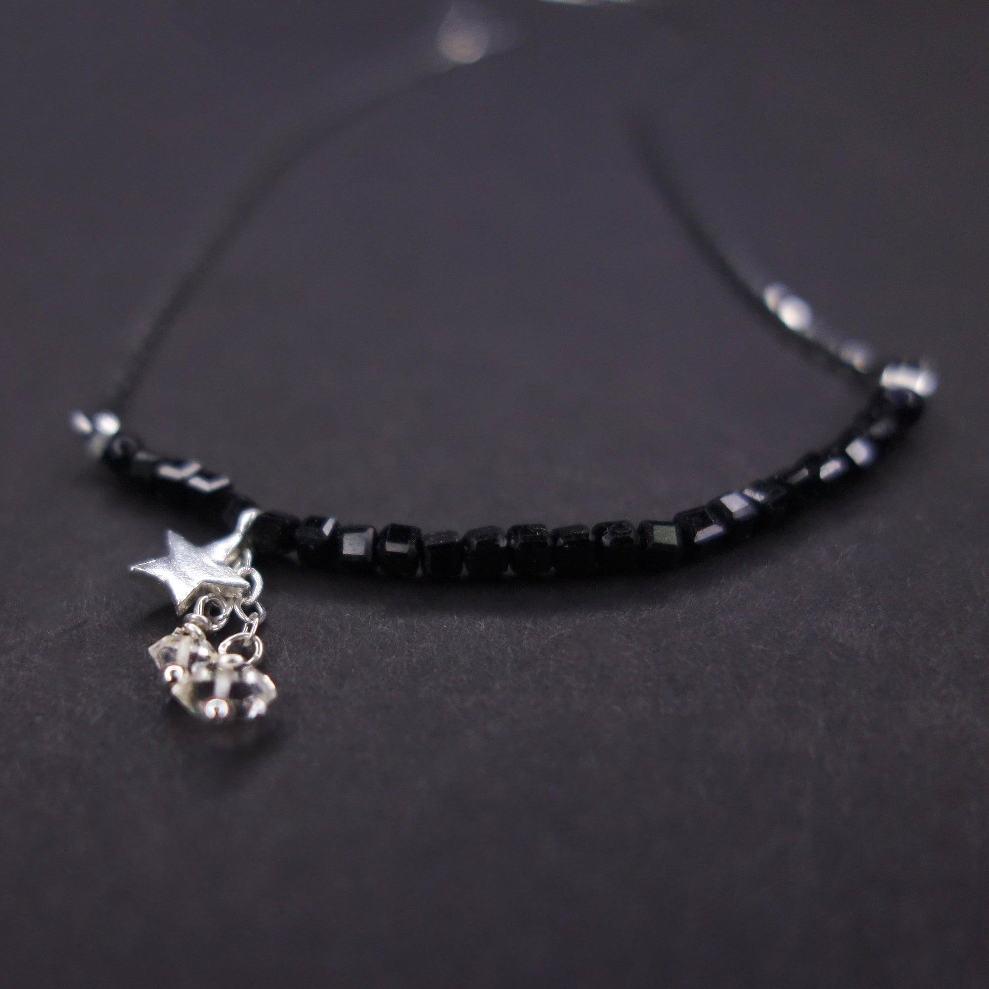 Aastreus Called You a Goddess: cube cut onyx + Herkimer diamond necklace