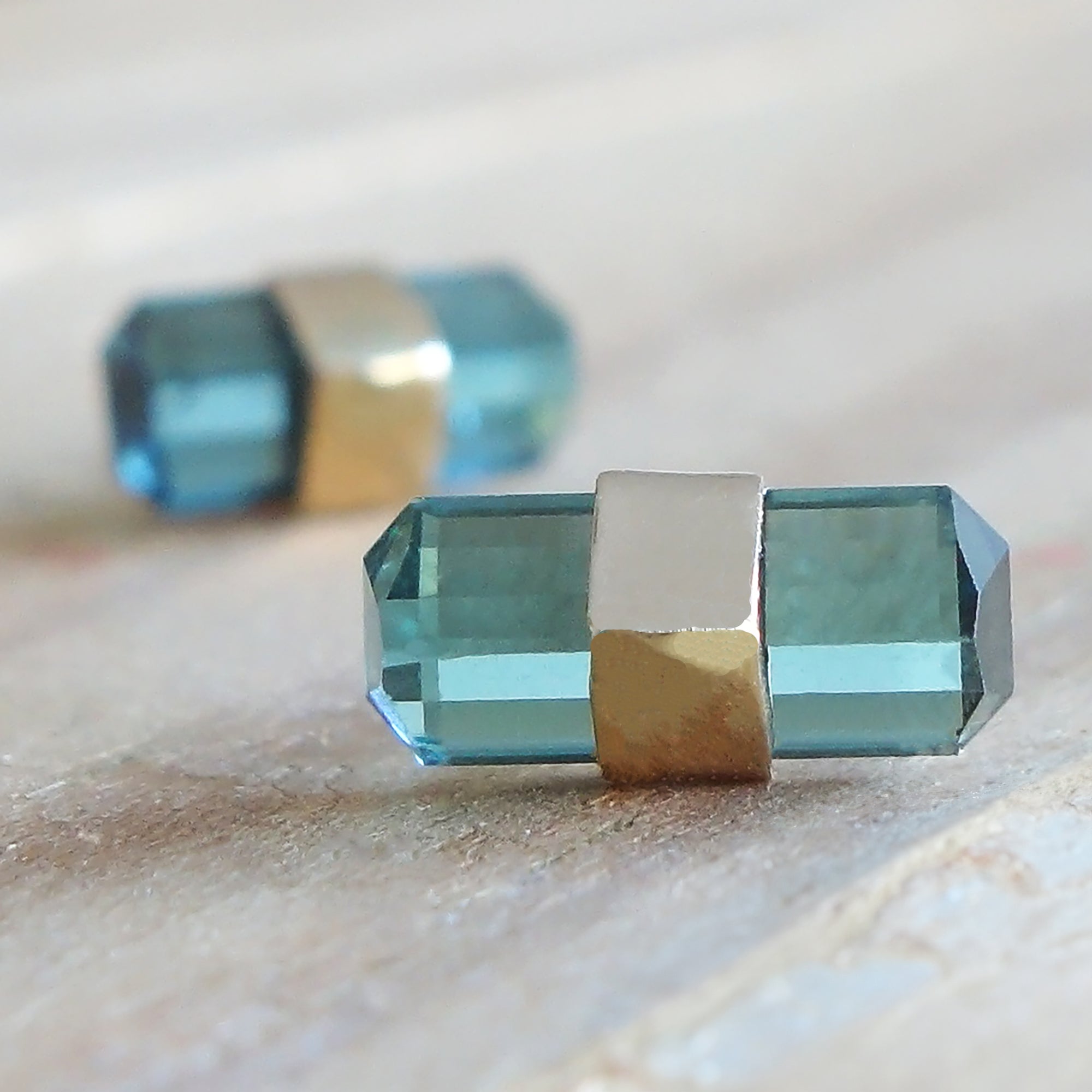 Tourmaline and gold post