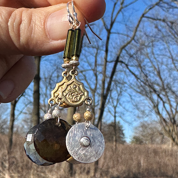 Tea for Two: tourmaline and topaz earring