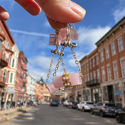 Blush Power: kunzite and gold earrings