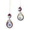 Her Blush Spoke a Thousand Words: mabe pearl, ruby, silver + gold earrings