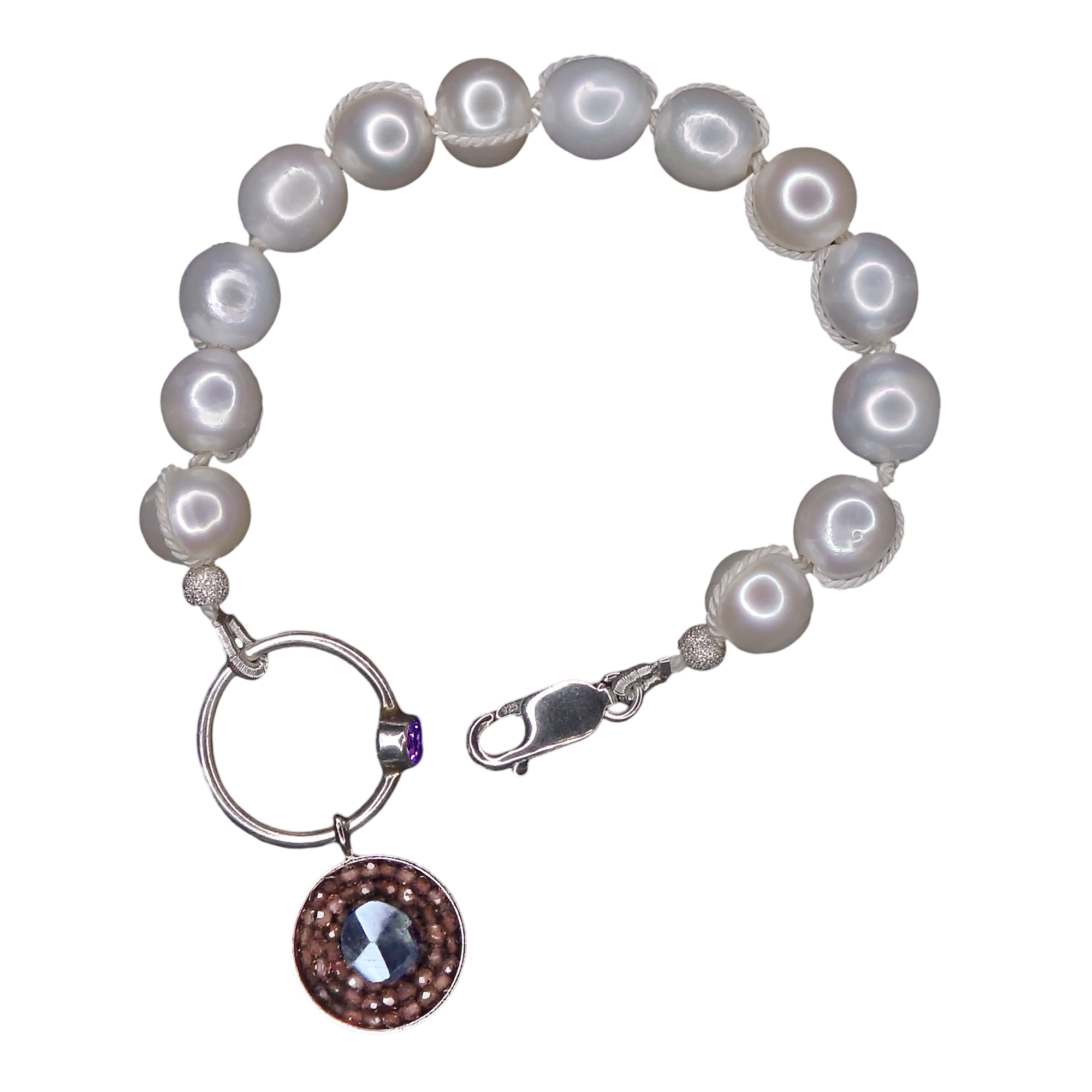 Unexpected: pearl, amethyst, labradorite mosaic bracelet