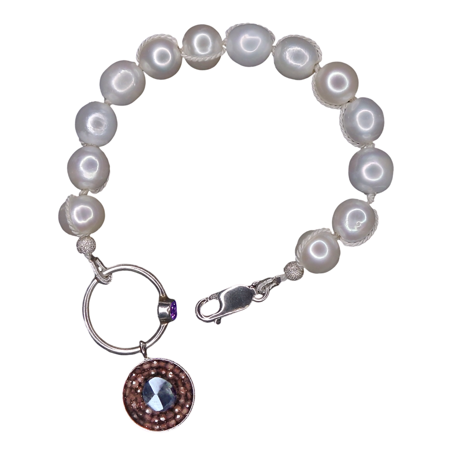 Unexpected: pearl, amethyst, labradorite mosaic bracelet