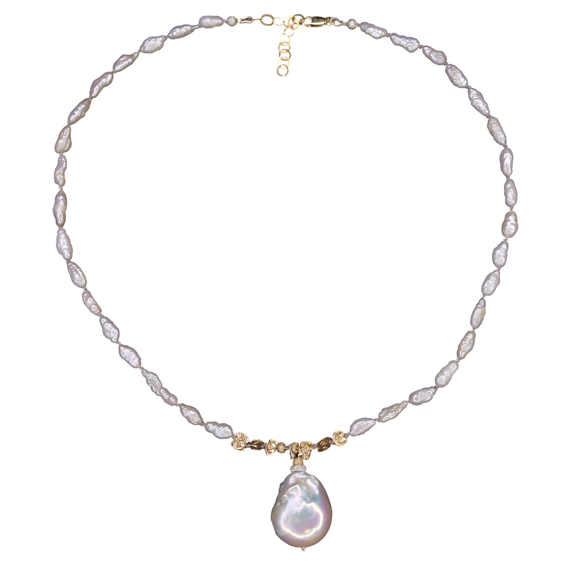 Not Mama's pearls + gold + Mabé pendant