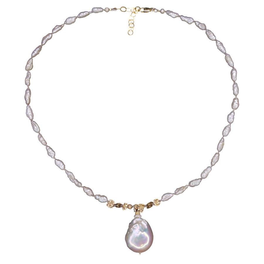 Not Mama's pearls + gold + Mabé pendant