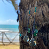 Walk on the Beach Before Breakfast: presiolite, gold and turquoise earring