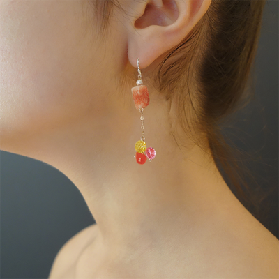 Dawnfire: raw sunstone, carnelian, and gold earrings