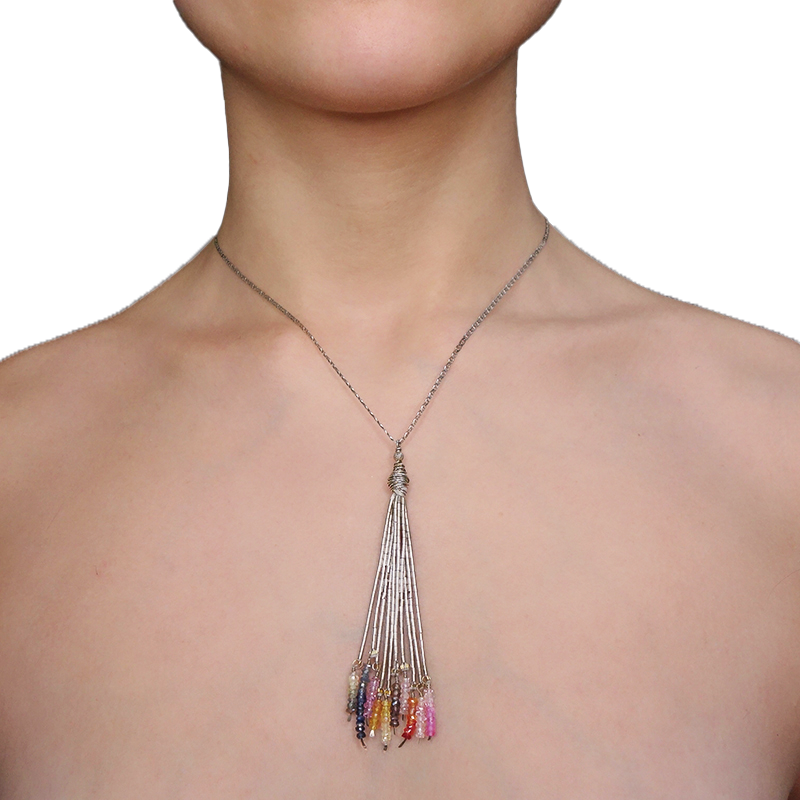 Rainbow Sapphire Cascade necklace
