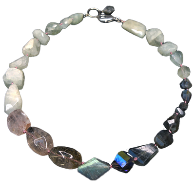 From a Single Grain of Sand: aquamarine, quartz, labradorite necklace