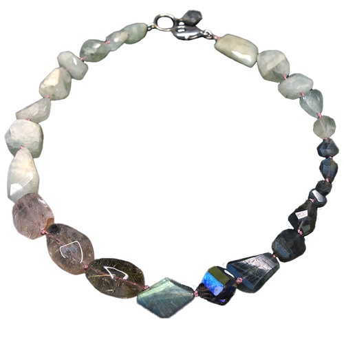 From a Single Grain of Sand: aquamarine, quartz, labradorite necklace