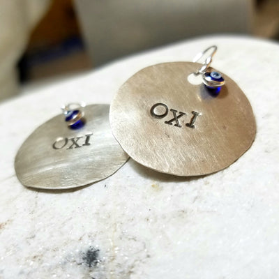 OXI Silver Earrings with Glass Mati