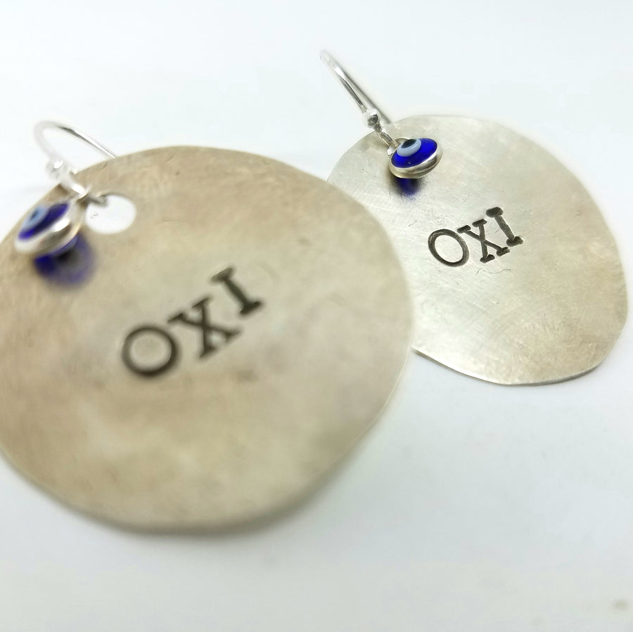 OXI Silver Earrings with Glass Mati