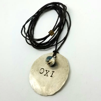 OXI Silver Necklace Bracelet Wrap on Bamboo, 42"